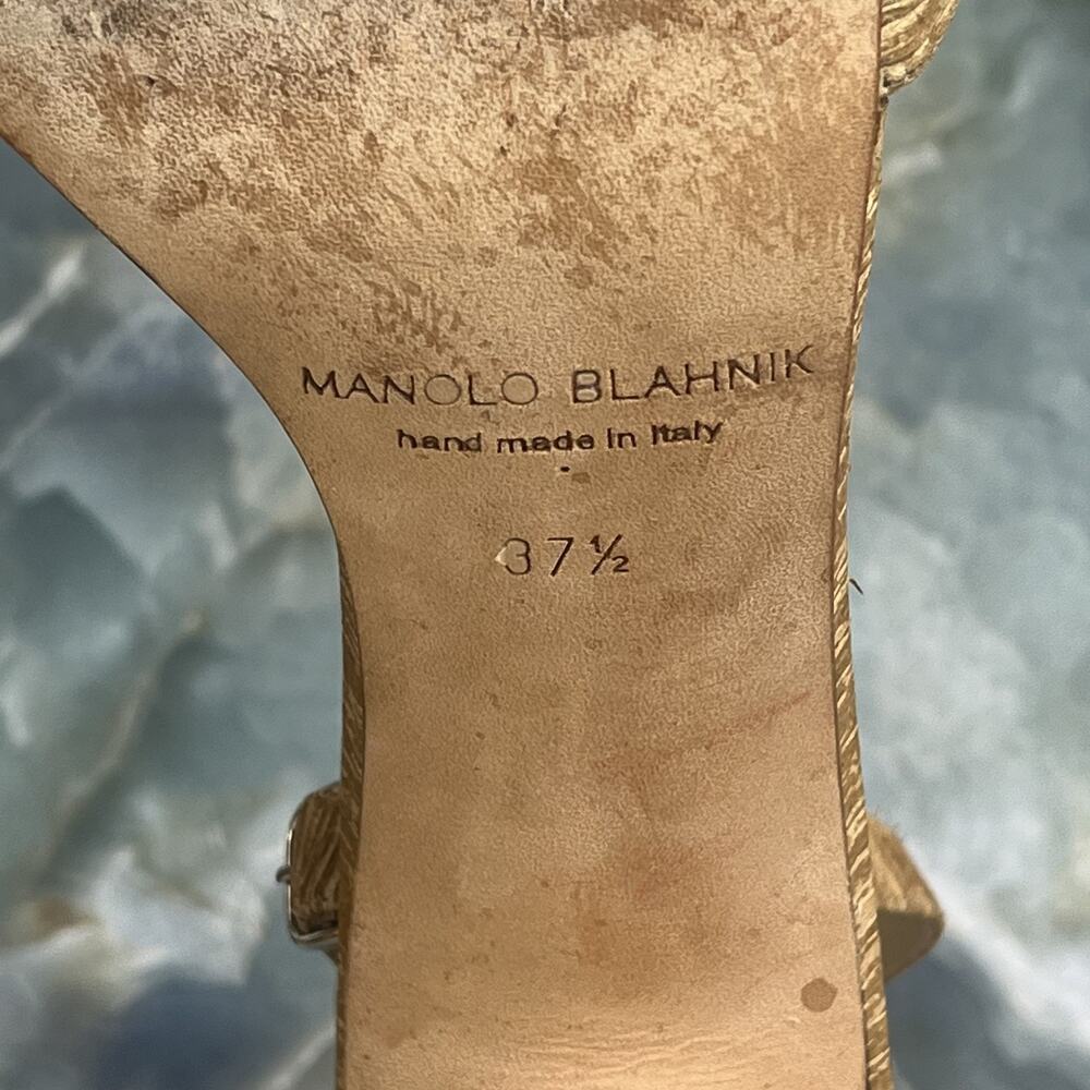 Manolo Blahnik Strappy Heels Women's 7 Lauratopri Brown Leather - Picture 7 of 9